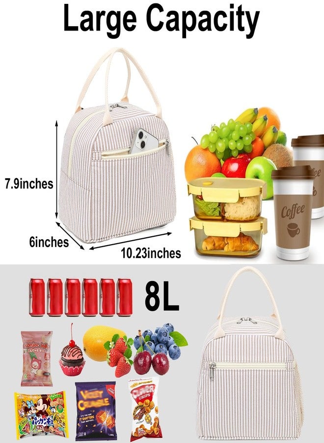 LEDAOU Lunch Box for Women Insulated Lunch Bag Corduroy Lunch Tote Bags Leakproof Cooler Lunch Case for Travel Work Picnic - Image 2