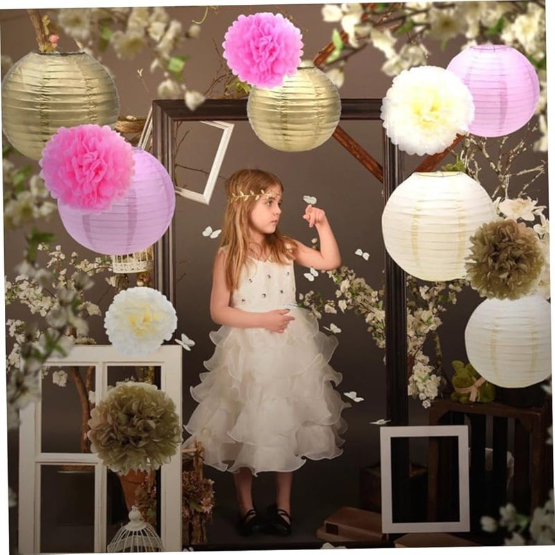 20 قطعة من كرات أزهار ورقية بوم بومز ألوان نابضة بالحياة سهلة التجميع زفاف حفلة عيد ميلاد ديكورات - Image 3