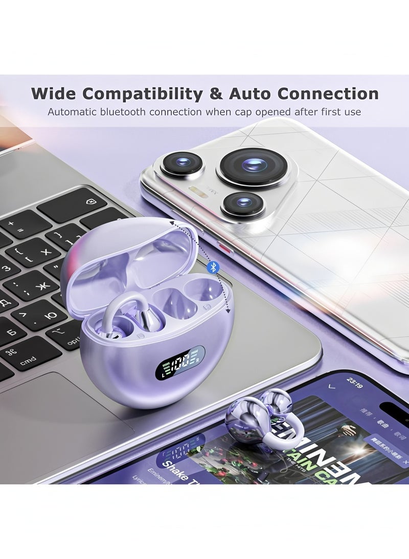 Flyview Ear Clip Earbuds Mini Open Ear Headphones Wireless Bluetooth Earphones for Sport Workout Driving Walking Running Compatible with iPhone Android - Image 5