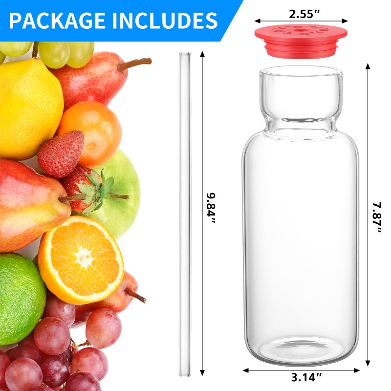 CWHHRN 24 Oz Glass Cup with Lid and Straw, Glass Tumbler, Vintage Glassware for Whiskey Cocktail Beer Juice, Glass Carafe with Lid (1 PACK) - Image 2