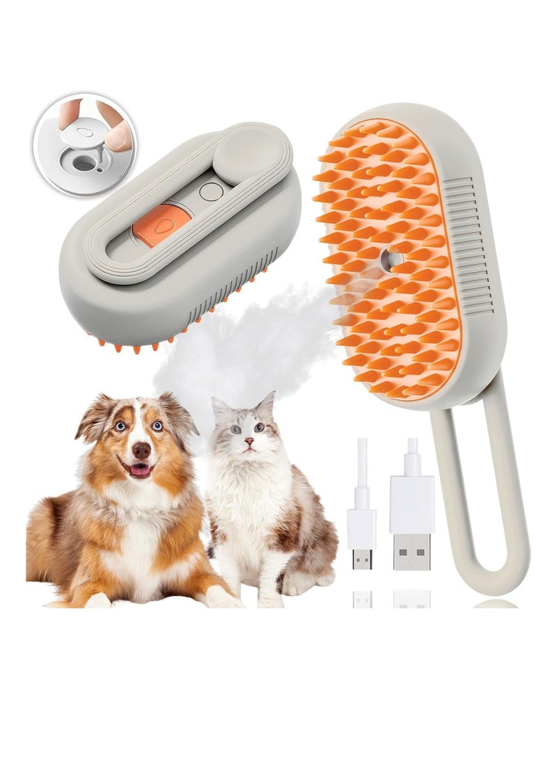 3 in 1 Electric Pet Steam Brush, Hair Removal Spray, 360° Rotating Handle, Silicone Steam Massage Comb, Rechargeable, Multifunctional Pet Grooming Brush for Dog Cat Grooming and Easy Hair Removal - Image 1