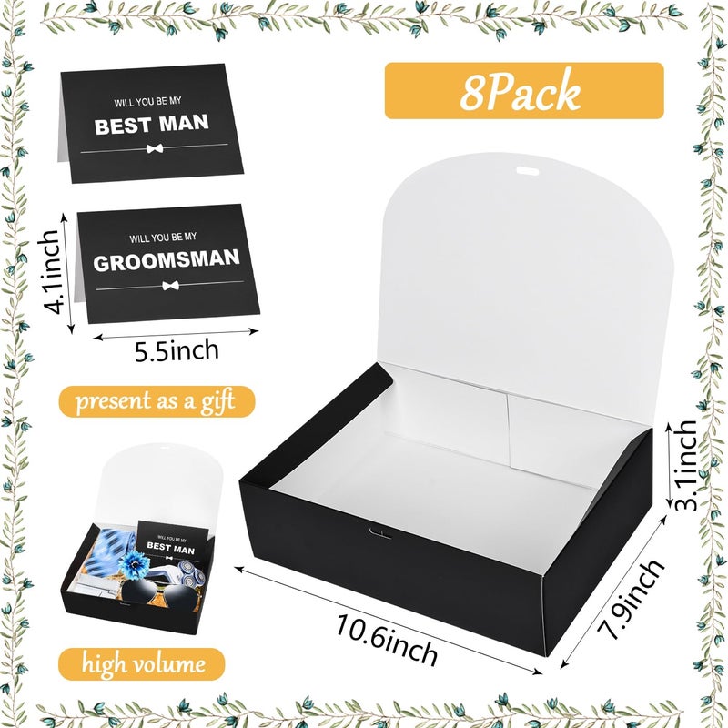 WLUSEAXI 8Pack Groomsmen Proposal Box with Card (7 Groomsmen Boxes,1 Best Man Box) , 10.6Ã—7.9Ã—3.1 Inch Groomsmen Gift Box with Ribbon, Will You Be My Groomsman Box, Wedding Gift Box for Groomsmen Proposal Gift - Image 2
