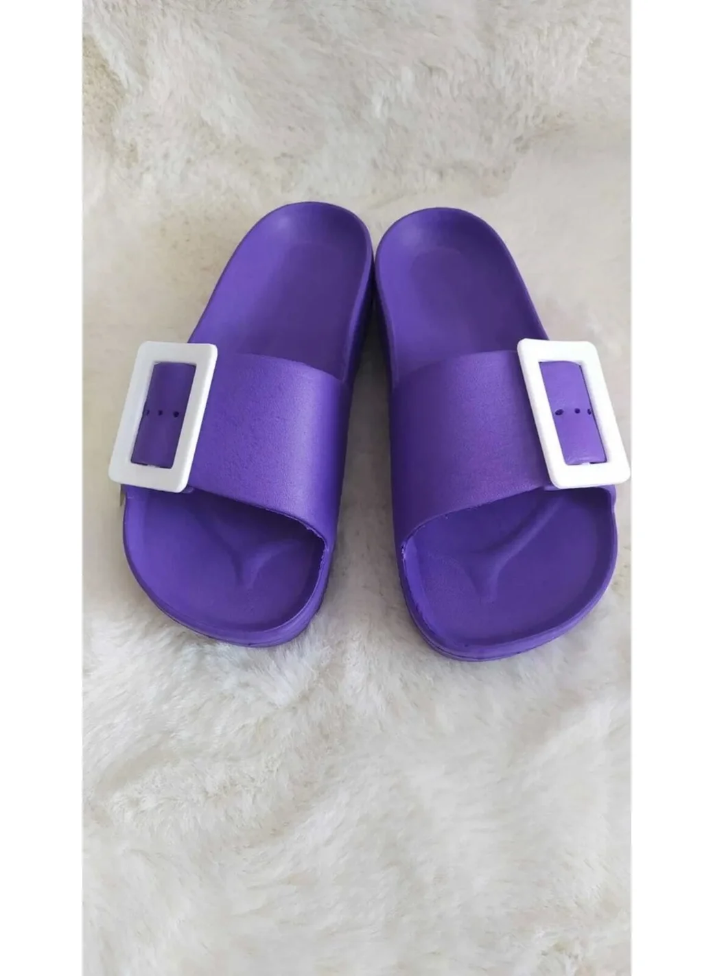 Gezer Non-Slip Sole Women's Slippers Purple with Buckle