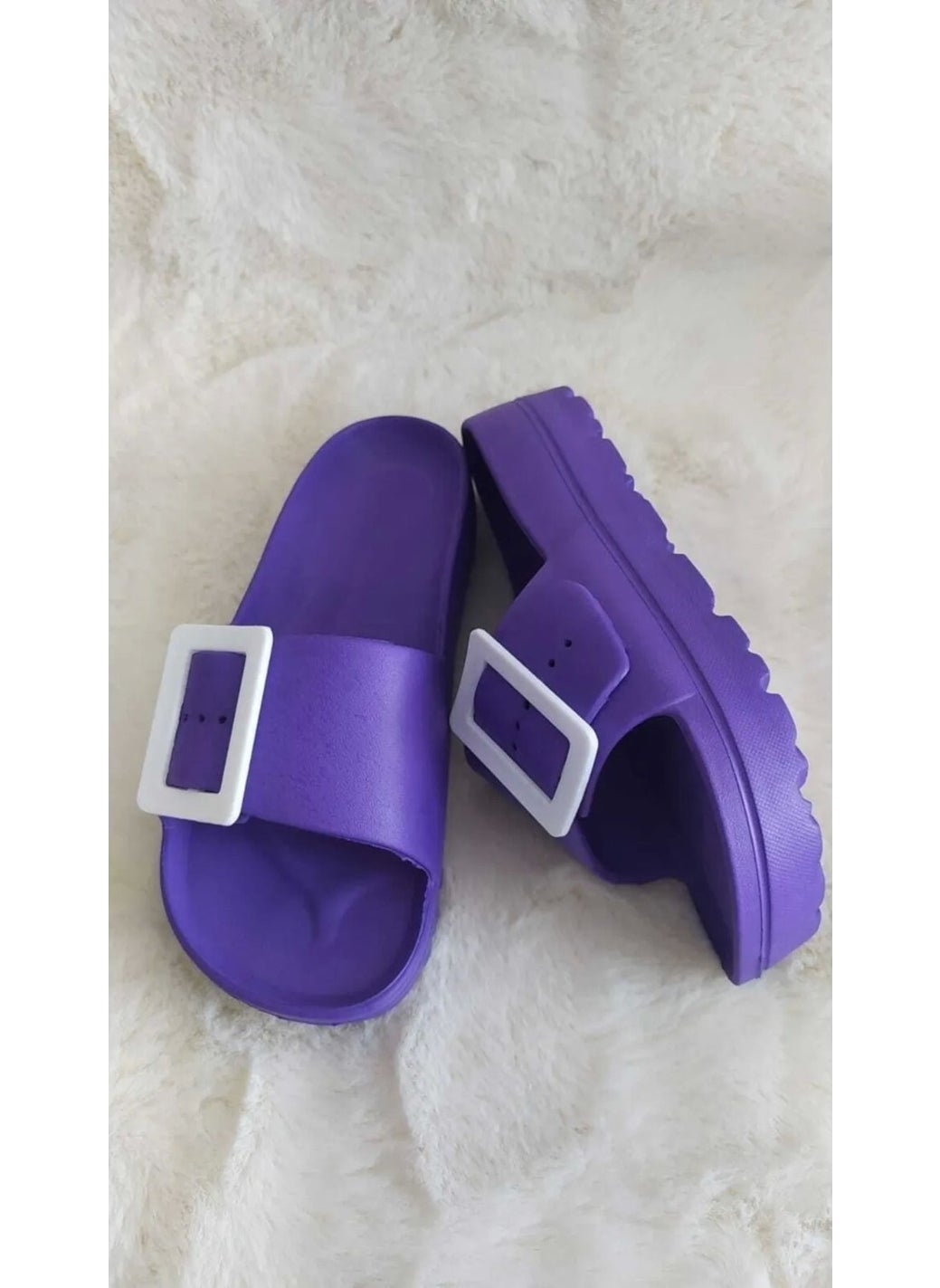 Gezer - Non-Slip Sole Women's Slippers Purple with Buckle - Image 1