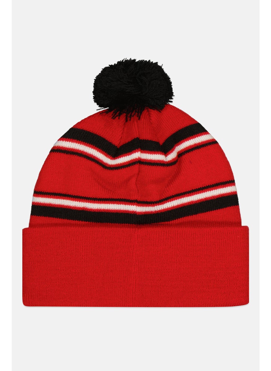 NBA Kids Boy Jacquard Cuff Pom Bonnet, Red  - Image 2