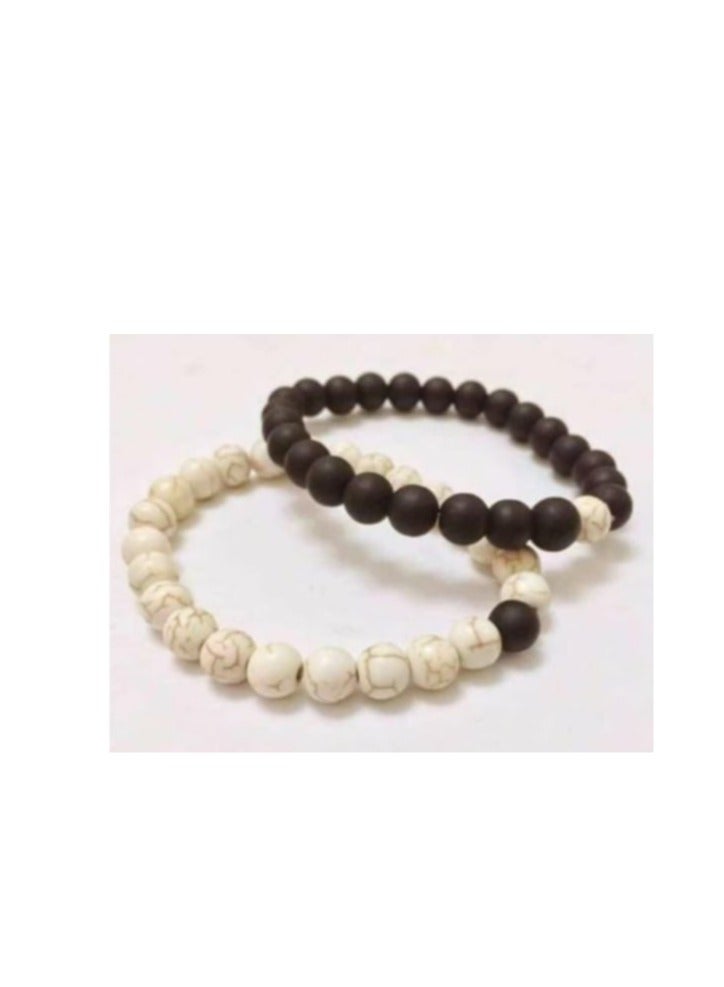 RA accessories Unisex Bracelet Of Off-White Turquoise & Black Onyx-Two Pieces - Image 1