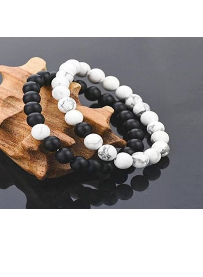 RA accessories Unisex Bracelet Of Off-White Turquoise & Black Onyx-Two Pieces - Image 3