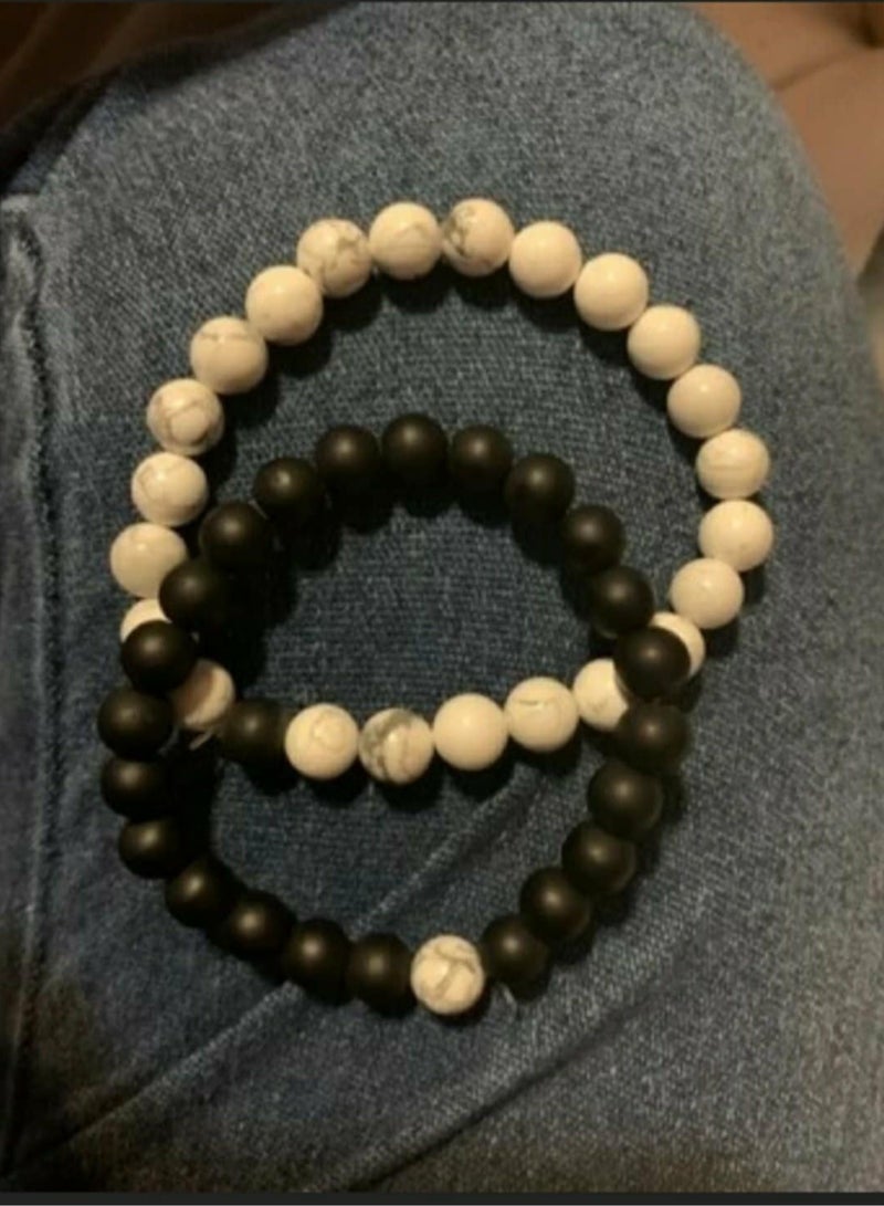 RA accessories Unisex Bracelet Of Off-White Turquoise & Black Onyx-Two Pieces - Image 5