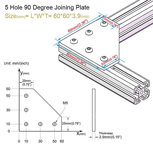 BLCCLOY 4Sets 20x20 Series L Shape Joint Bracket with Screws and Nuts Interior Corner Connector for 2020 Aluminum Extrusion Profile 3D Printer Frame - Image 2