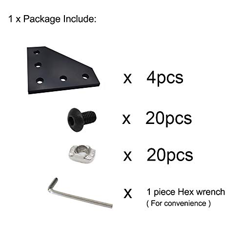 BLCCLOY 4Sets 20x20 Series L Shape Joint Bracket with Screws and Nuts Interior Corner Connector for 2020 Aluminum Extrusion Profile 3D Printer Frame - Image 3