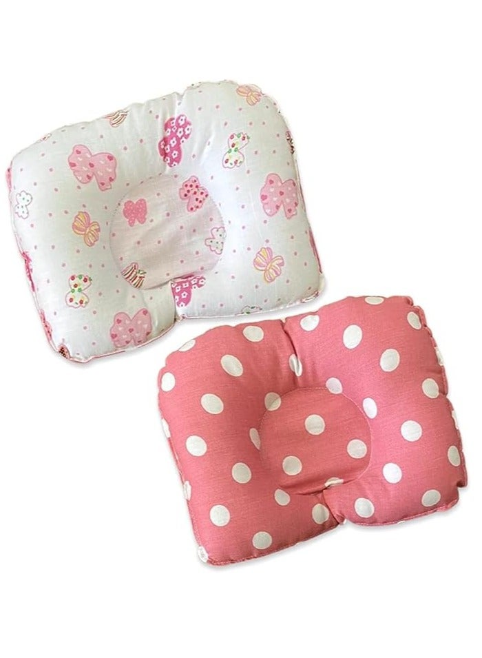 4 Pillows For Newborns, Breathable Infant Head Shaping Protection Pillow For Flat Head Syndrome, Washable Baby Head Support Pillow For Girls And Boys - Blue And Pink - Multi Shape - Image 1