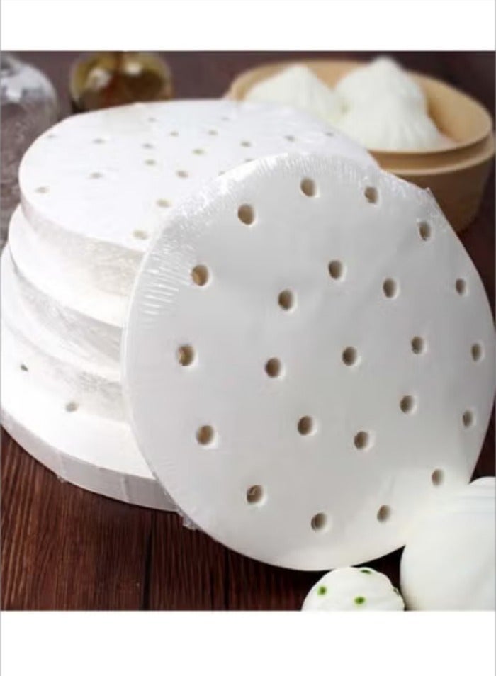 200 Pcs Air Fryer Liner, Round Non-Stick Steamer Mat, Premium Parchment Paper for Baking, Oven, Air Fryer, Bamboo Steamer 6 inches White Multicolour 6inch - Image 3
