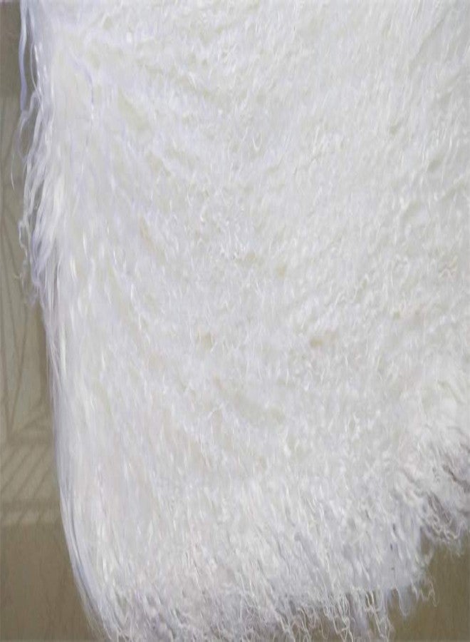yingda1992 Mongolian Lamb Fur Throw Pillow Cover (16'' x 16'', White) Real Fur Decorative Cushion Cover Pillow Case for Living Room Bedroom - Image 4