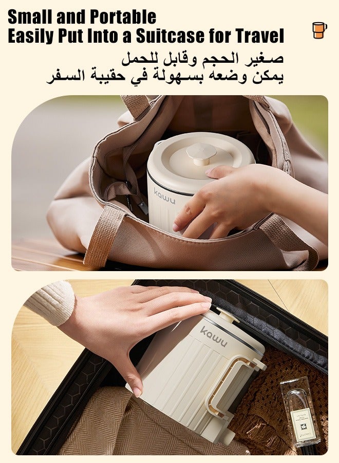 Kawu Foldable Small Electric Kettle, 800ml Portable Tea Kettle Mini Electric Teapot Small Water Boiler with storage bag, 304 Stainless Steel, Auto Shut Off, for Travel, Camping, RV, Home - Image 2