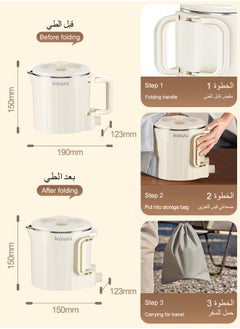 Kawu Foldable Small Electric Kettle, 800ml Portable Tea Kettle Mini Electric Teapot Small Water Boiler with storage bag, 304 Stainless Steel, Auto Shut Off, for Travel, Camping, RV, Home  - Image 5