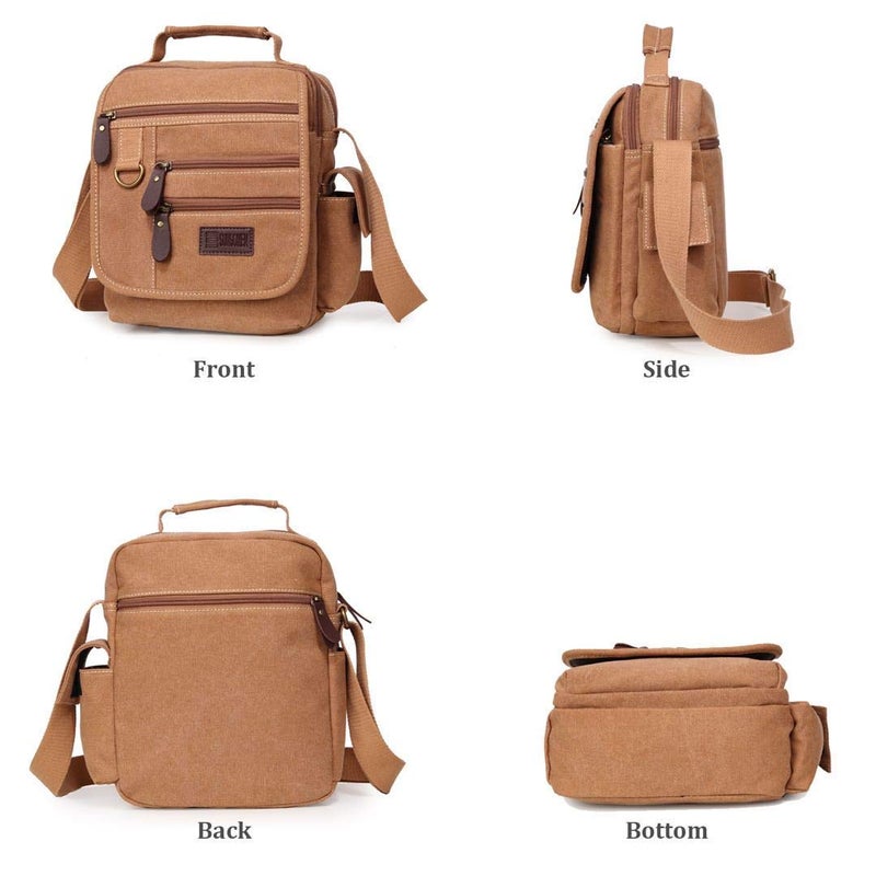 SUNSOMEN Mens bag Canvas Shoulder Bag Small Messenger Crossbody Bag Work Bag Vintage Multi-function (Yellow) - Image 5