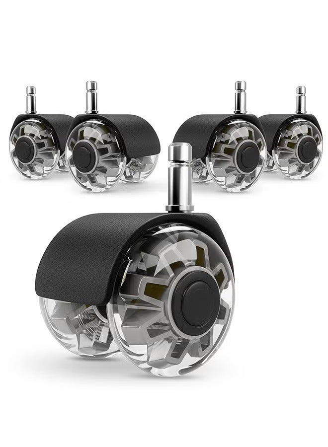 XiuWoo Set of 5 Office Chair Wheels Replacement 2 Inch Heavy Duty Caster Wheels,Quick and Quiet Rolling Chair Casters,Mute Rubber Desk Chair Wheels Universal Fit,Safe for All Floor or Carpet  - Image 1