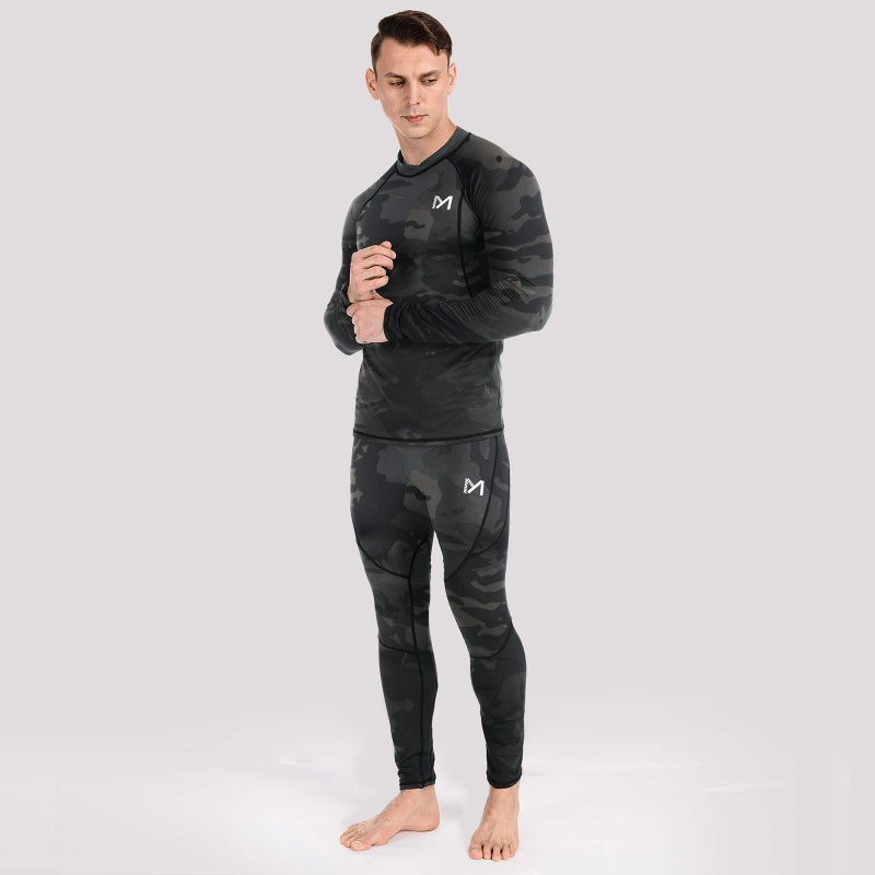 MEETYOO Thermal Underwear for Men, Winter Gear Long Johns Base Layer Top and Bottom Set for Skiing Running, Camo, Large - Image 3