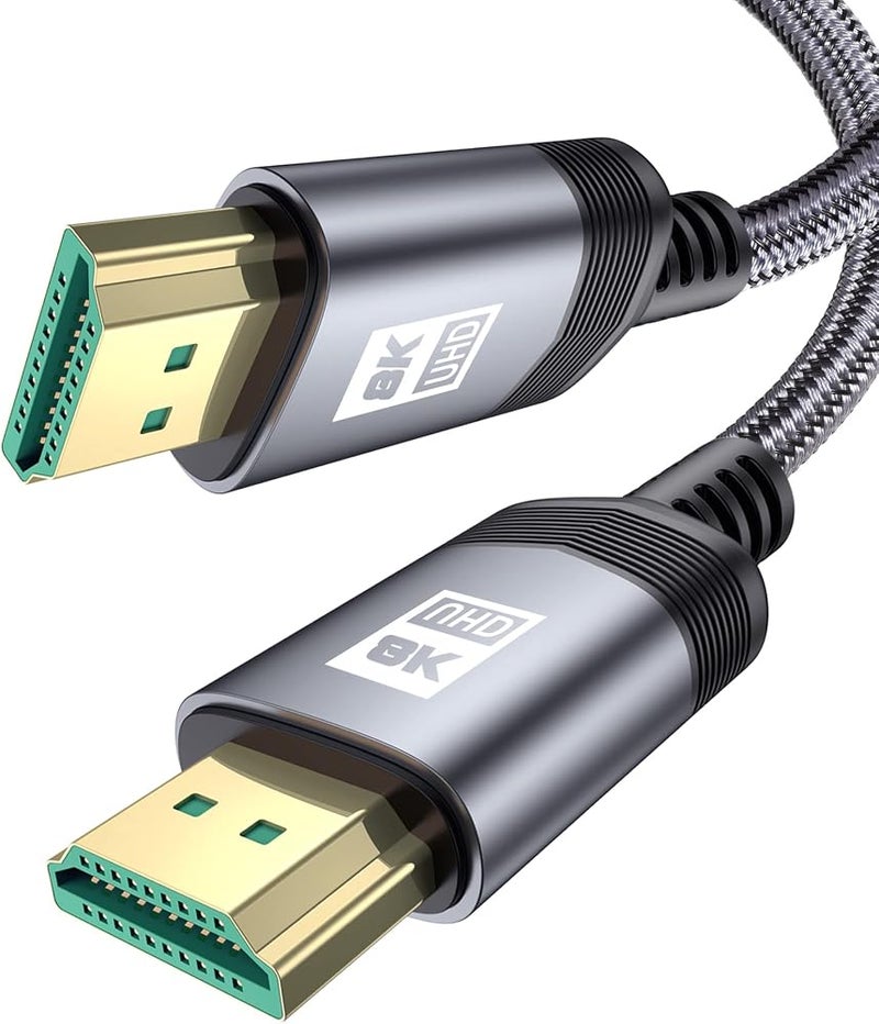 كابل HDMI Sweguard 8K بطول 7.5 متر، كابل HDMI 2.1 عالي السرعة بسرعة 48 جيجابت في الثانية، دعم لدقة 8K@60Hz، 4K@240Hz/144Hz/120Hz، تقنيات DTS:X وeARC وHDR10، HDCP 2.2 و2.3، متوافق مع أجهزة Roku TV، game console، HDTV، Blu-ray والشاشات. - Image 1