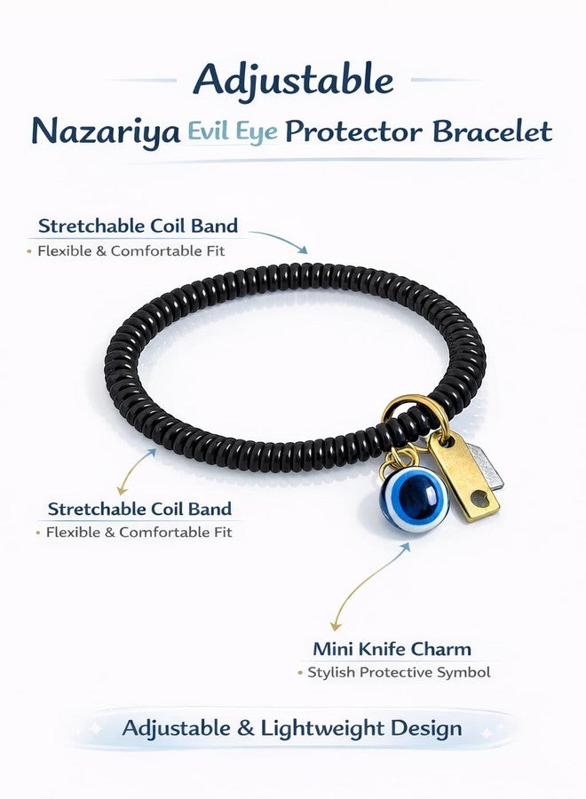 KYZZO Adjustable Black Nylon Cord Nazar battu Suraksha Chaku Nazariya Payal Anklet for Baby Girls & Women (Evil Eye Protector) (1) - Image 3