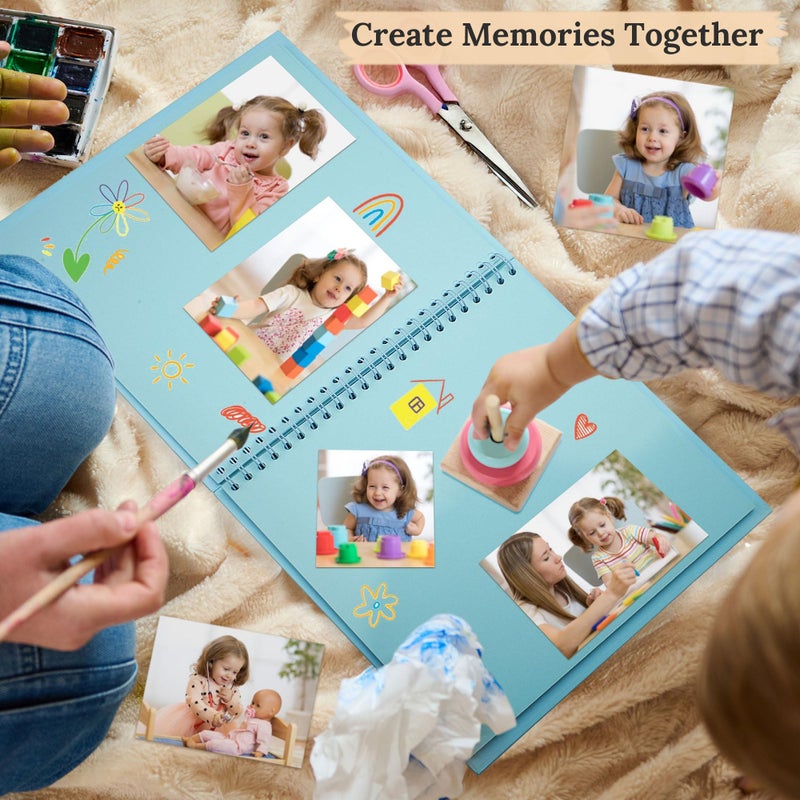 Hiwhy Scrapbook 7x7 Inch DIY Scrapbook Album Hardcover Kraft Paper Scrap Book Photo Albums 40 Pages Perfect for 4x6 / 5x7 Photos Memory Book for Family, Wedding - Image 3