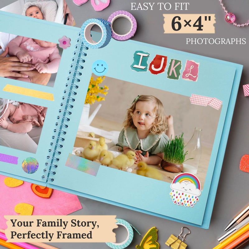 Hiwhy Scrapbook 7x7 Inch DIY Scrapbook Album Hardcover Kraft Paper Scrap Book Photo Albums 40 Pages Perfect for 4x6 / 5x7 Photos Memory Book for Family, Wedding - Image 5