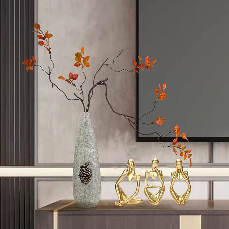 Dlfghos Gold Decor Thinker Statue Set Abstract Modern Sculpture Decor Set of 3 Golden Thinker Statues for Home Living Room Office Bookshelf Coffee table Shelf Desktop Decor Accents Resin Collectible Figurines - Image 4