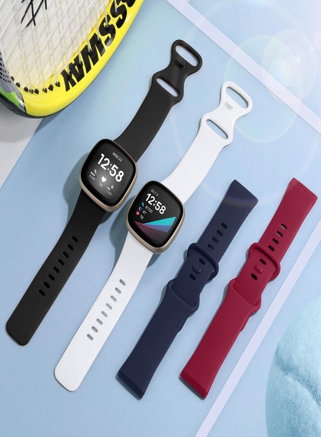 Getino Compatible With Fitbit Sense 2/Versa 4 Band for Women Men, Silicone Sport Accessories for Sense/Versa 3 Smartwatch, Large Black/Navy/Red/White - Image 4