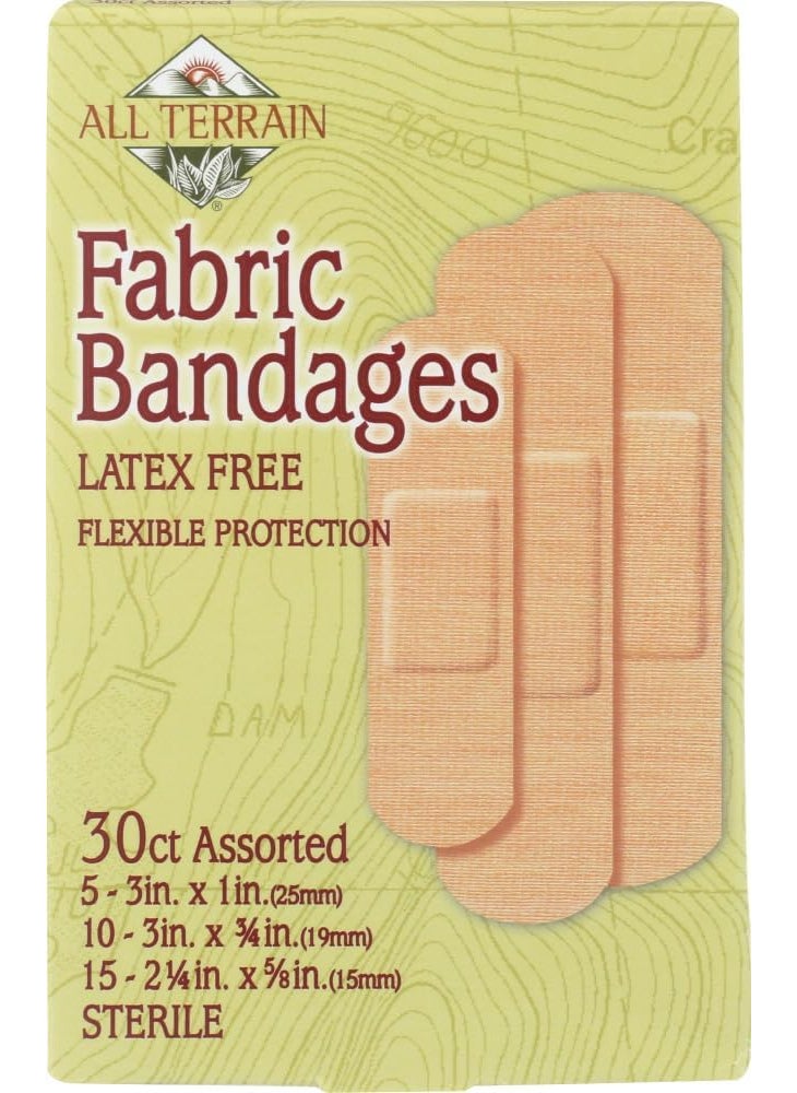 All Terrain All Terrain Bandages - Fabric Assorted - 30 Count - Latex Free - 100% Sterile Strips 