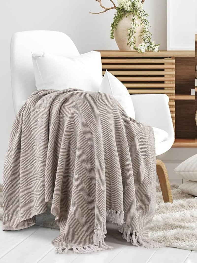 SASHAA WORLD Striped Chevron Throw Blanket | Throw for Living Room, Sofa, Bedroom & Chair | Grey Throw Blanket | 180 x 130 cm Pack of 1 - Image 1