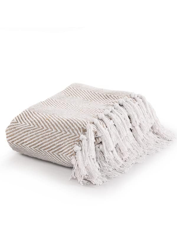 SASHAA WORLD Striped Chevron Throw Blanket | Throw for Living Room, Sofa, Bedroom & Chair | Grey Throw Blanket | 180 x 130 cm Pack of 1 - Image 3