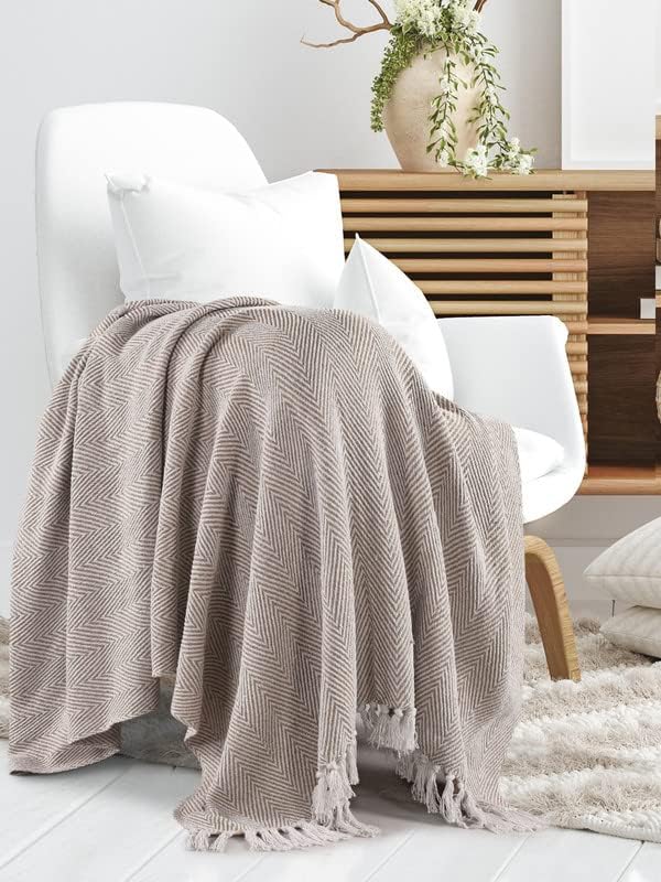SASHAA WORLD Striped Chevron Throw Blanket | Throw for Living Room, Sofa, Bedroom & Chair | Grey Throw Blanket | 180 x 130 cm Pack of 1 - Image 2