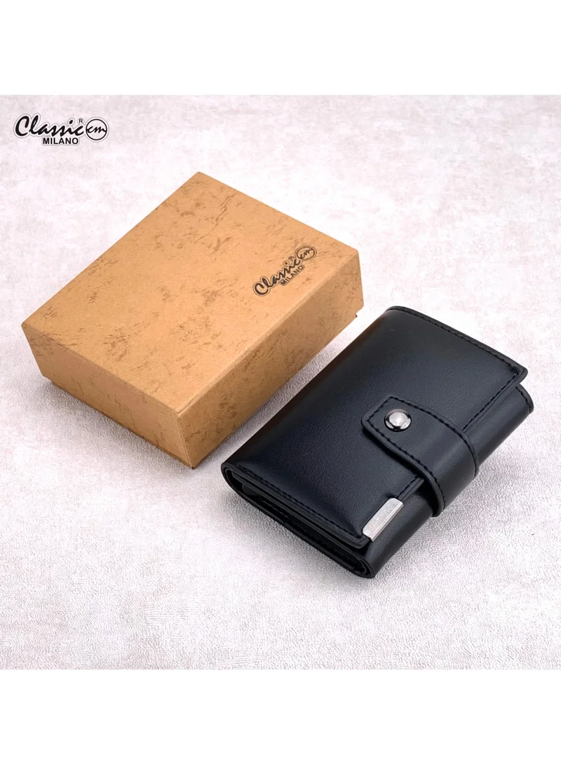 كلاسيك ميلانو محفظة Classic Milano من الجلد الصناعي مزودة بتقنية حجب RFID للرجال والنساء | حامل بطاقات بآلية إخراج تلقائية (Pop-Up) | محفظة لحفظ بطاقات الائتمان للرجال والنساء