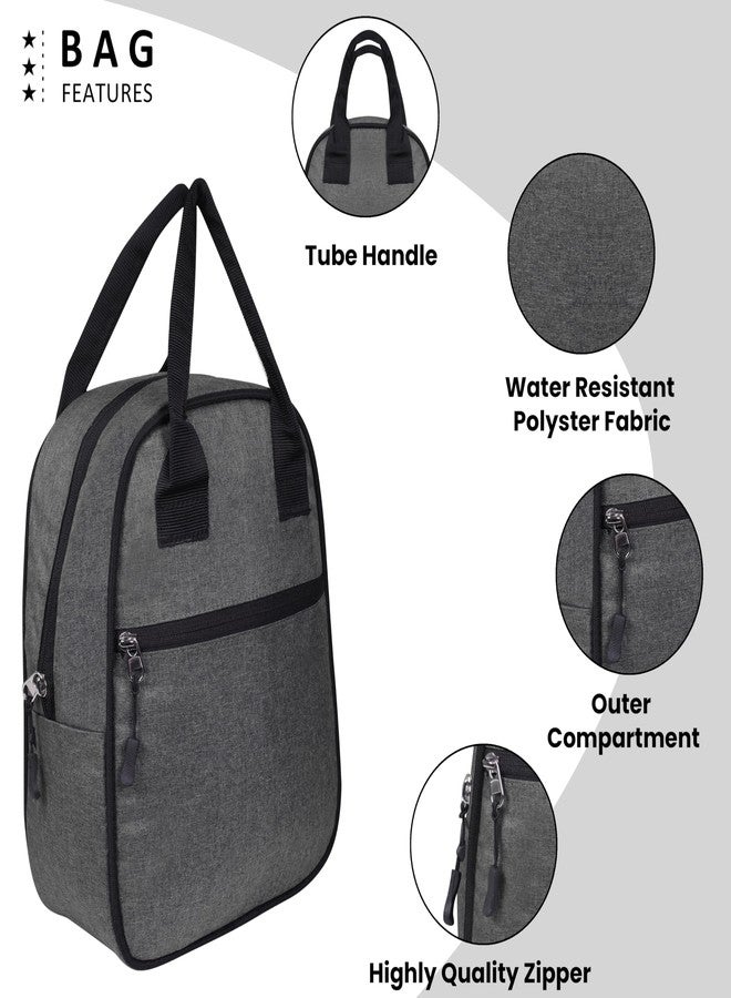 OxbOw Travel Lunch/Tiffin/Storage Bag with Bottle Comportment Picnic Tote Cooler Bag for Women Kids Men Office, College & School (Black) - Image 3