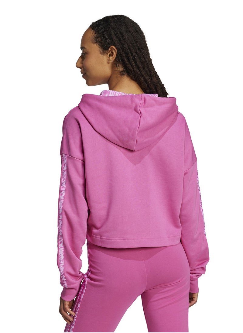 Adidas Essential 3 Stripe Print French Terry Hoodie  - Image 2