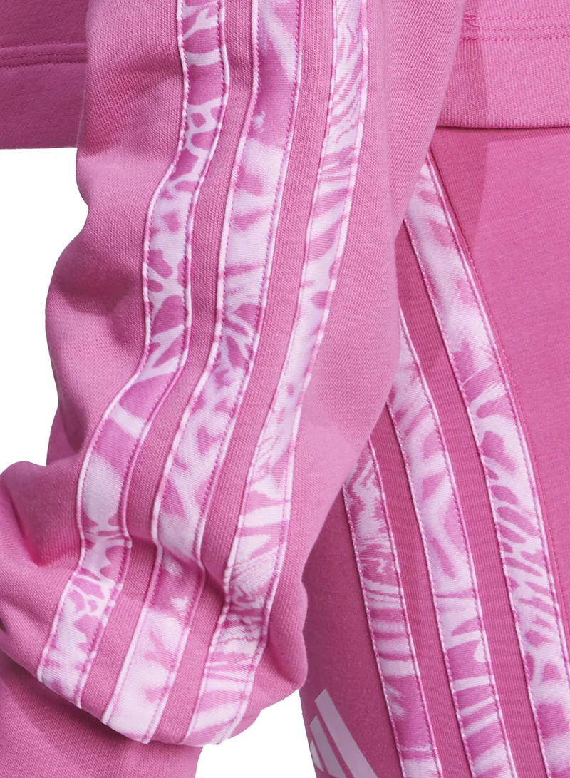Adidas Essential 3 Stripe Print French Terry Hoodie