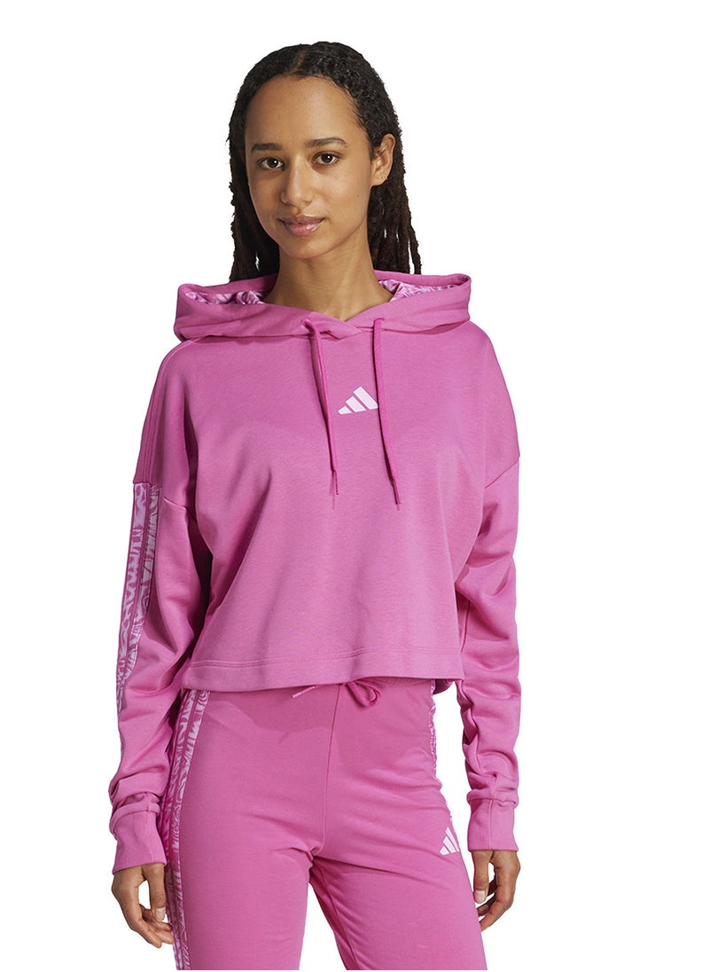 Adidas Essential 3 Stripe Print French Terry Hoodie  - Image 1