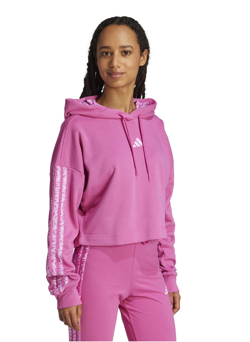 Adidas Essential 3 Stripe Print French Terry Hoodie  - Image 5