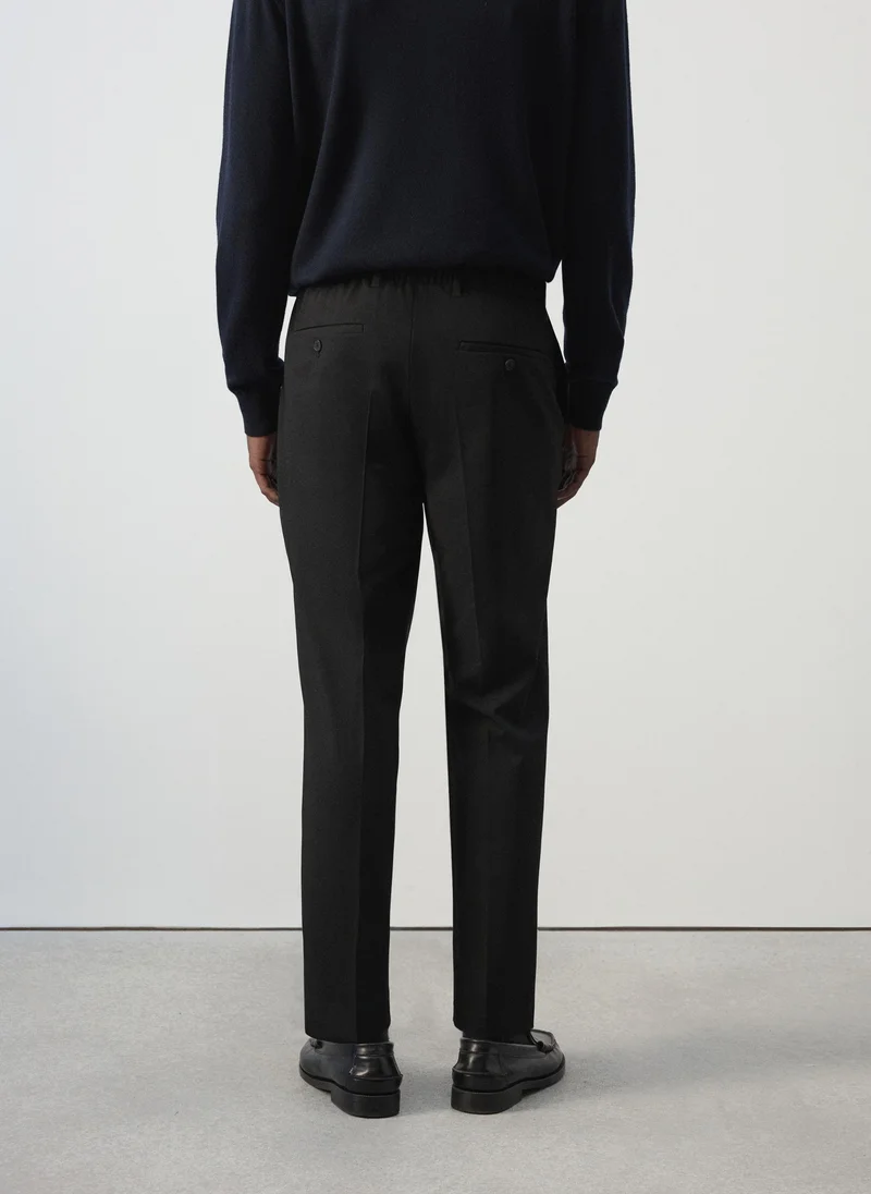 Mango Man 99-NEGRO Bologna Cropped Slim-Fit Trousers for Men | Best Price UAE