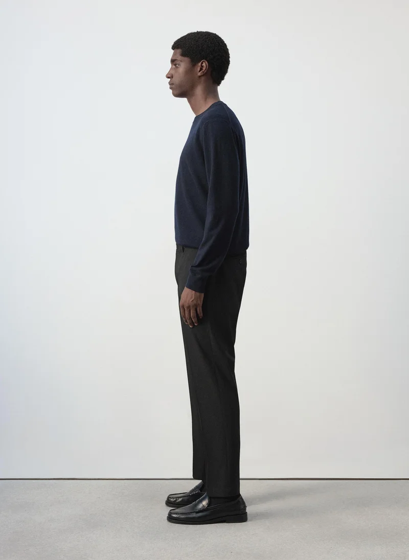 Mango Man 99-NEGRO Bologna Cropped Slim-Fit Trousers for Men | Best Price UAE