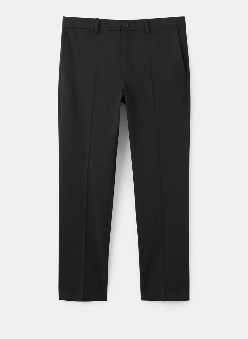 Mango Man 99-NEGRO Bologna Cropped Slim-Fit Trousers for Men | Best Price UAE