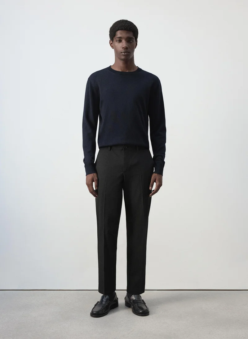 Mango Man 99-NEGRO Bologna Cropped Slim-Fit Trousers for Men | Best Price UAE