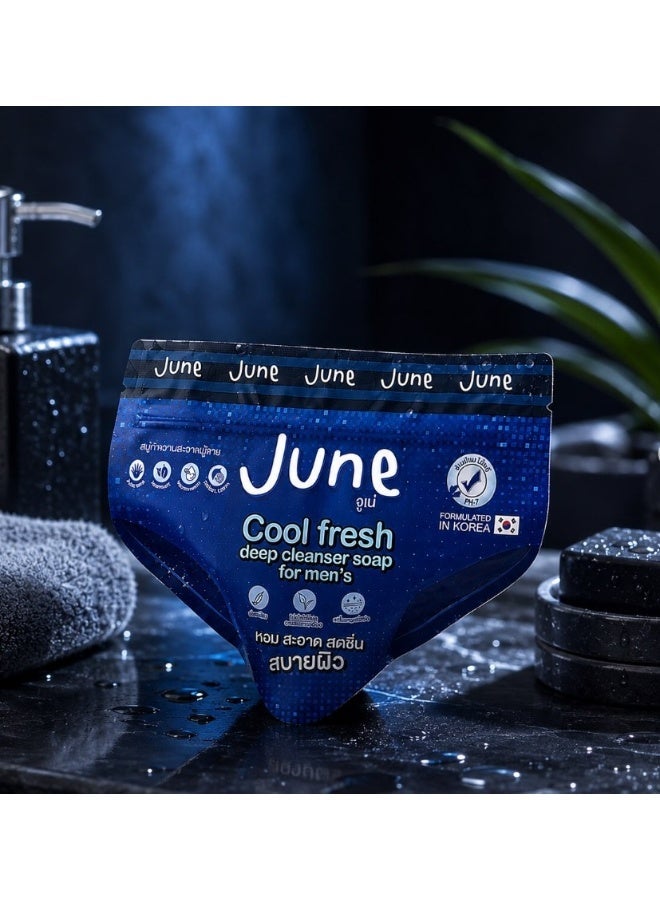 June Cool Fresh Soap for Men 50g, Intimate Area Cleanser, Gentle Daily Wash for Freshness, Odour Control & Comfort - Image 2