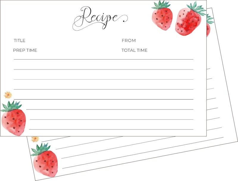 Heart & Berry Strawberry Recipe Cards - Set of 50 Thick Double-Sided Cards - Image 5