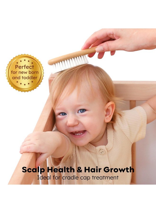 Yoofoss 4 Piece Baby Brush and Comb Set, Wooden Baby Brush with Natural Ultra Soft Goat Hair, Baby Hair Brush for Newborn, Baby Brush Set for Boy Girl - Image 3