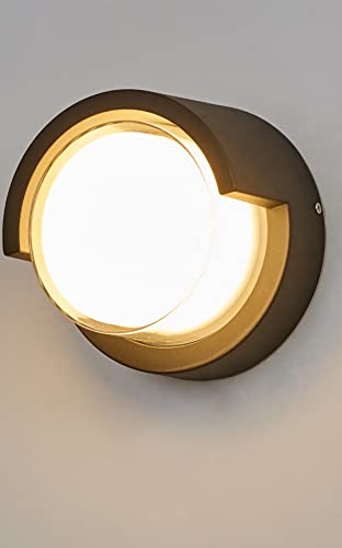 Groeien Waterproof Round Shape 5W LED Modern Acrylic Outdoor and Indoor Garden Wall Lamp Fixture (Warm White) (Round) - Image 1