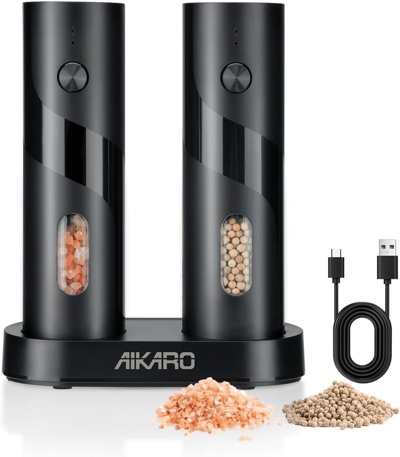 AIKARO - Electric Salt and Pepper Mill Automatic Spice Grinder, Rechargeable (Set) - Image 1