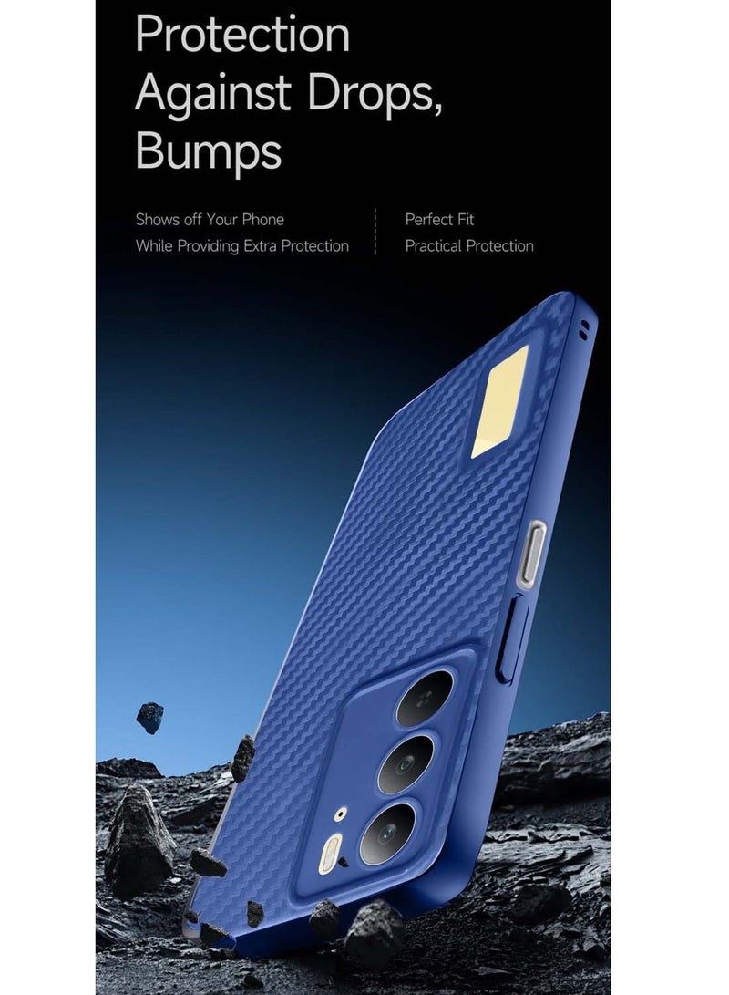 Wtech Realme C75 4G 2024 Liquid Silicone Carbon Fiber Texture Case Cover - Navy Blue - Image 4