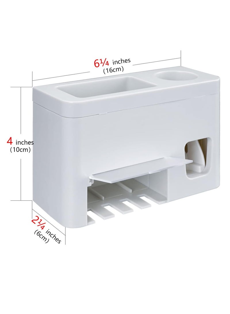 Self adhesive toothbrush holder wall mounted, multifunctional toothpaste holder with cover, bathroom automatic toothpaste dispenser, dormitory toothbrush holder, cabinet - Image 1