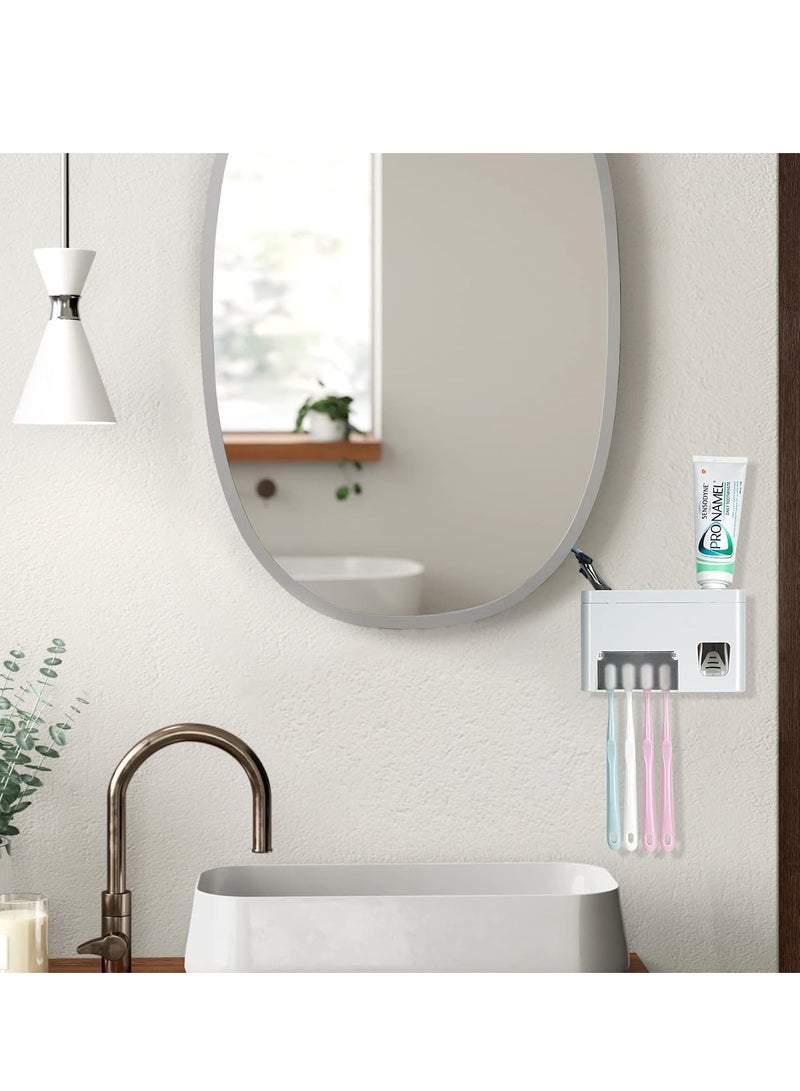 Self adhesive toothbrush holder wall mounted, multifunctional toothpaste holder with cover, bathroom automatic toothpaste dispenser, dormitory toothbrush holder, cabinet - Image 5